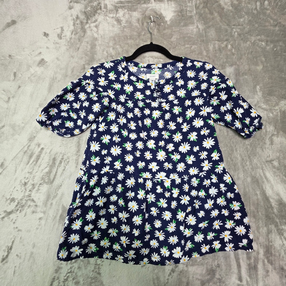Old Navy Girls Navy Blue Daisy Floral Tiered Henley Dress Size S 6-7